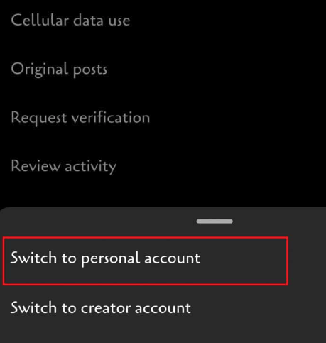 switch to personal account
